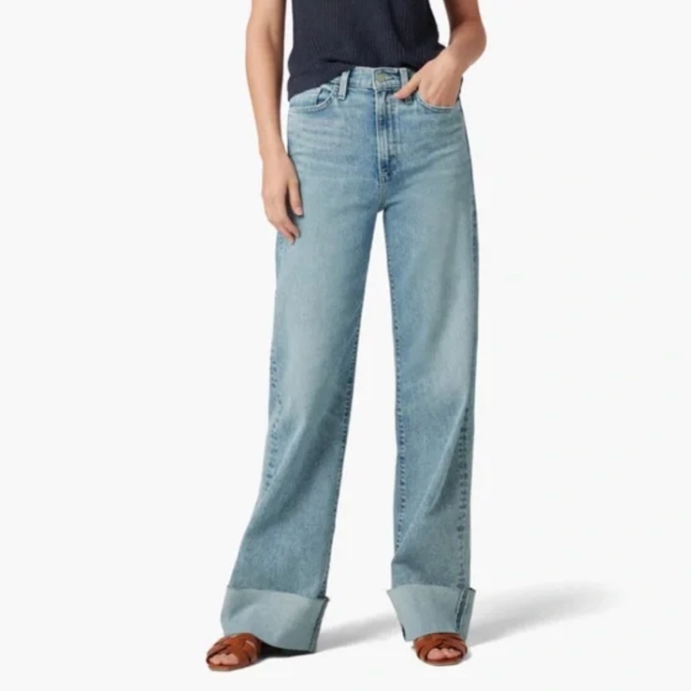 Joe’s The Mia wide leg cuffed high rise jeans